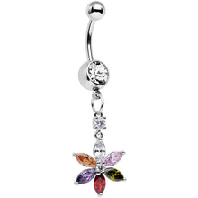 将图片加载到图库查看器,Clear Multicolor Gem Falling Flower Dangle Belly Ring