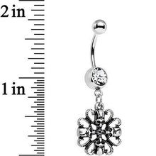 Load image into Gallery viewer, Clear Gem Quadruple Halloween Skull and Snake Dangle Belly Ring