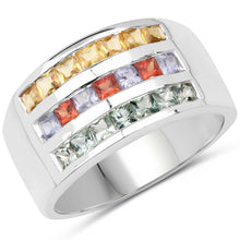Load image into Gallery viewer, 1.69 Carat Genuine Multi Sapphire .925 Sterling Silver Ring