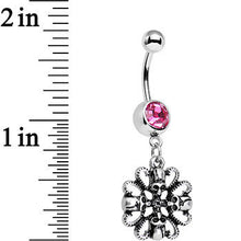 Load image into Gallery viewer, Pink Gem Quadruple Halloween Skull and Snake Dangle Belly Ring