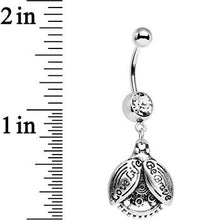 Load image into Gallery viewer, Clear Gem Love Life Be Brave Leaf Steampunk Gears Dangle Belly Ring