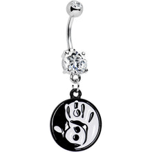 Load image into Gallery viewer, Clear Gem Coexist Black and White Hand Yin Yang Dangle Belly Ring
