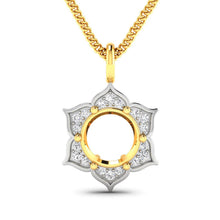 Load image into Gallery viewer, 0.14 Carat Genuine White Diamond 14K Yellow Gold Semi Mount Pendant - holds 8.00mm Round Gemstone