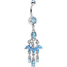 将图片加载到图库查看器,Aqua Gem Blue Belle of the Ball Fan Chandelier Belly Ring