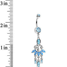 将图片加载到图库查看器,Aqua Gem Blue Belle of the Ball Fan Chandelier Belly Ring