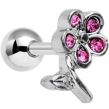 Load image into Gallery viewer, 16G Pink Gem Petal Flower Right Ear Cartilage Earring
