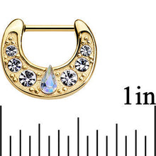 Load image into Gallery viewer, 16G 5/16 Gold Plated Aurora Teardrop Clear Gem Septum Clicker