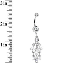 将图片加载到图库查看器,Clear Gem White Fan Chandelier Dangle Belly Ring