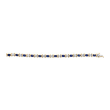 Load image into Gallery viewer, 14K Yellow Gold 1.00 Cttw Alternating Diamond and 6 1/2 Cttw Oval Blue Sapphire Link Bracelet (H-I Color, SI1-SI2 Clarity) - 7" Inches