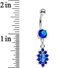 Load image into Gallery viewer, Royal Blue Gem Decadent Detail Drop Dangle Belly Ring
