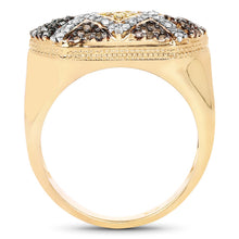 Load image into Gallery viewer, 14K Yellow Gold Plated 0.61 Carat Genuine Multi Diamond .925 Sterling Silver Ring