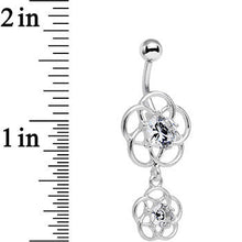 将图片加载到图库查看器,Clear Gem Framework Double Flower Dangle Belly Ring