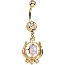 Load image into Gallery viewer, Pink Faux Opal Gold Anodized Sorcerers Eye Dangle Belly Ring