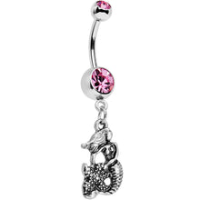 Load image into Gallery viewer, Pink Gem Miss Mermaid and Mr Starfish Dangle Belly Ring