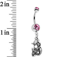 Load image into Gallery viewer, Pink Gem Miss Mermaid and Mr Starfish Dangle Belly Ring
