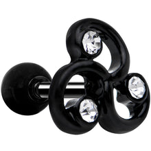 Load image into Gallery viewer, 16G 1/4 Clear Gem Black Trinity Swirl Tragus Cartilage Earring