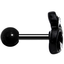 Load image into Gallery viewer, 16G 1/4 Clear Gem Black Trinity Swirl Tragus Cartilage Earring