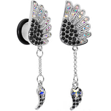 Load image into Gallery viewer, 1/2 Aurora Black Gem Arial Angel Wings Dangle Plug Set