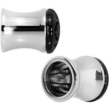 Load image into Gallery viewer, 0G Steel Black Filigree Duet Heart Saddle Plug Set