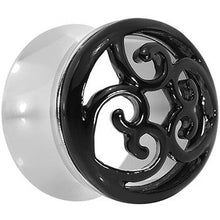 Load image into Gallery viewer, 5/8 Steel Black Filigree Duet Heart Saddle Plug Set
