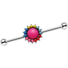 Load image into Gallery viewer, 14G Prismatic Sunburst Flower Industrial Barbell 38mm