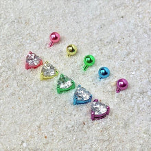 Load image into Gallery viewer, Clear Cubic Zirconia Gem Multicolor Heart Belly Ring Set of 5