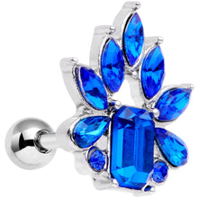 Load image into Gallery viewer, 16G 1/4 BBlue Gem Flower Tiara Cartilage Tragus Earring
