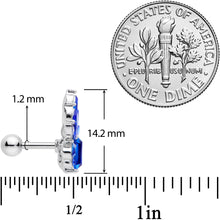 Load image into Gallery viewer, 16G 1/4 BBlue Gem Flower Tiara Cartilage Tragus Earring