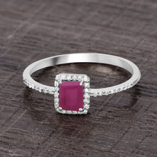 Load image into Gallery viewer, 0.58 Carat Genuine Ruby and White Diamond 14K White Gold Ring