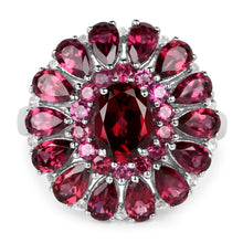 Load image into Gallery viewer, 6.19 Carat Genuine Rhodolite and White Topaz .925 Sterling Silver Ring