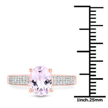 将图片加载到图库查看器,14K Rose Gold Plated 2.91 Carat Genuine Kunzite and White Zircon .925 Sterling Silver Ring