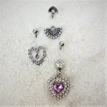 将图片加载到图库查看器,Pink Gem Dangle Floral Heart Belly Ring