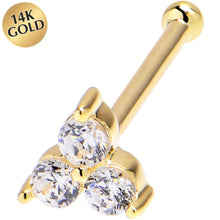 将图片加载到图库查看器,Solid 14K Yellow Gold Crystalline Gem Flower Nose Bone