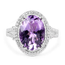 Load image into Gallery viewer, 5.55 Carat Genuine Amethyst & White Topaz .925 Sterling Silver Ring