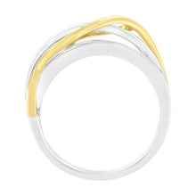 Load image into Gallery viewer, 10K White and Yellow Gold 1 1/10 cttw Channel-Set Diamond Bypass Band Ring (J Color, I3 Clarity) - Size 7