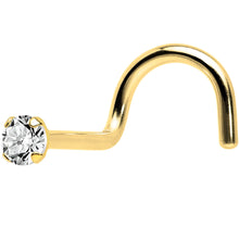 Load image into Gallery viewer, Solid 14K Yellow Gold 2mm Cubic Zirconia Solitaire Nose Ring