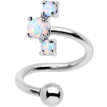将图片加载到图库查看器,White Synthetic Opal Cluster Spiral Twister Top Mount Belly Ring