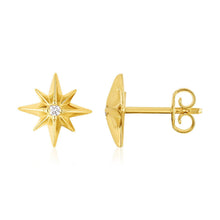 Load image into Gallery viewer, 14K Yellow Gold High Polish North Star Diamond Earrings