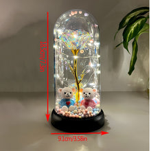 Load image into Gallery viewer, 1pc Glow-in-the-Dark Rose Flower Decoration with LED-like Glow - Elegant Tabletop Centerpiece in Clear Dome, Battery-Powered (AAA Not Included) - Perfect Gift for Valentine's, Mother'S Day, Weddings, Birthdays, Christmas - Wo