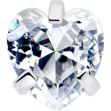 Load image into Gallery viewer, 18G 1/4 Clear Heart 3mm CZ Gem Steel L-Shape Nose Ring