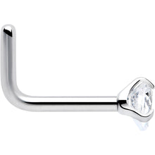 Load image into Gallery viewer, 18G 1/4 Clear Heart 3mm CZ Gem Steel L-Shape Nose Ring