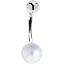 将图片加载到图库查看器,16G Solid 14K White Gold Synthetic Pearl Belly Ring