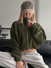 Load image into Gallery viewer, Stylish Zip-Up Long Sleeve Cropped Jacket Trendy & Lightweight Outerwear for a Chic Look