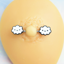 Load image into Gallery viewer, 14G 9/16 Fluffy Little Clouds Barbell Nipple Ring Set