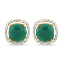 Load image into Gallery viewer, 4.40 Carat Dyed Emerald and White Diamond .925 Sterling Silver Earrings