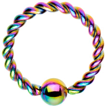 Load image into Gallery viewer, 16G 5/16" Rainbow IP So Twisted Captive Style Seamless Ring
