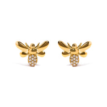 Load image into Gallery viewer, 10K Yellow Gold Diamond Accented Bumble Bee Stud Earring (H-I Color, I1-I2 Clarity)