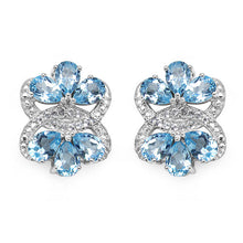 Load image into Gallery viewer, 10.26 Carat Genuine Blue Topaz & White Topaz .925 Sterling Silver Earrings