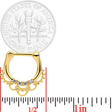 Load image into Gallery viewer, 1/4 Clear CZ Gem Gold Tone Anodized Filigree Nipple Clicker Set