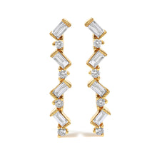 Load image into Gallery viewer, 14K Yellow Gold 1/2 Cttw Diamond Zig Zag Drop Earrings (I-J Color, SI2-I1 Clarity)